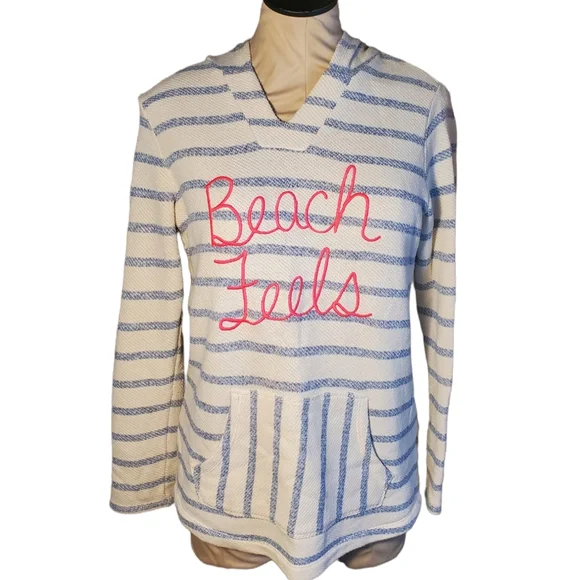 Old Navy Striped Graphic Cali-Fleece Pullover Hoodie Size 14 (XL) - Picture 2 of 6